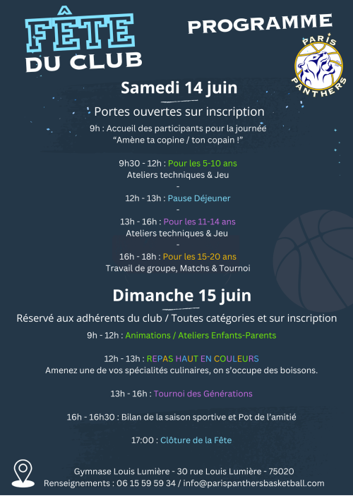 PROGRAMME FÊTE DU CLUB JUIN 2025 PROGRAMME FÊTE DU CLUB JUIN 2025